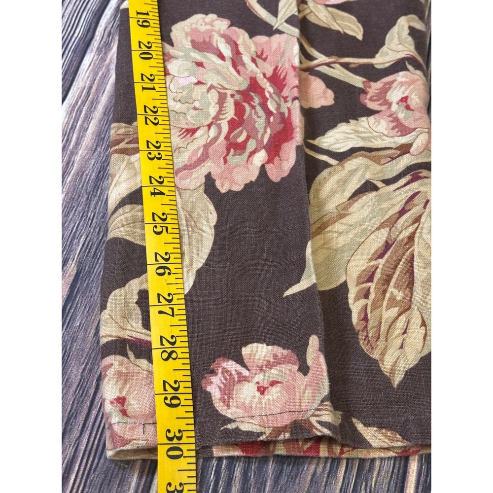 Lauren Ralph Lauren Linen Pants Womens 10 Brown Pink Floral High Rise Straight - Picture 6 of 13